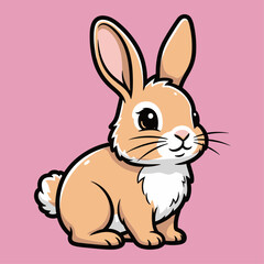 Fototapeta premium Adorable cartoon rabbit with big expressive eyes and floppy ears charming scene