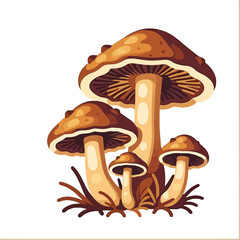 Mushroom Illustration-Brown and Cream Colored Mushrooms-Forest Fungi Art-Nature Inspired Design-Mushroom Cluster Graphic-Edible Fungi Concept-Mushroom Anatomy Illustration
