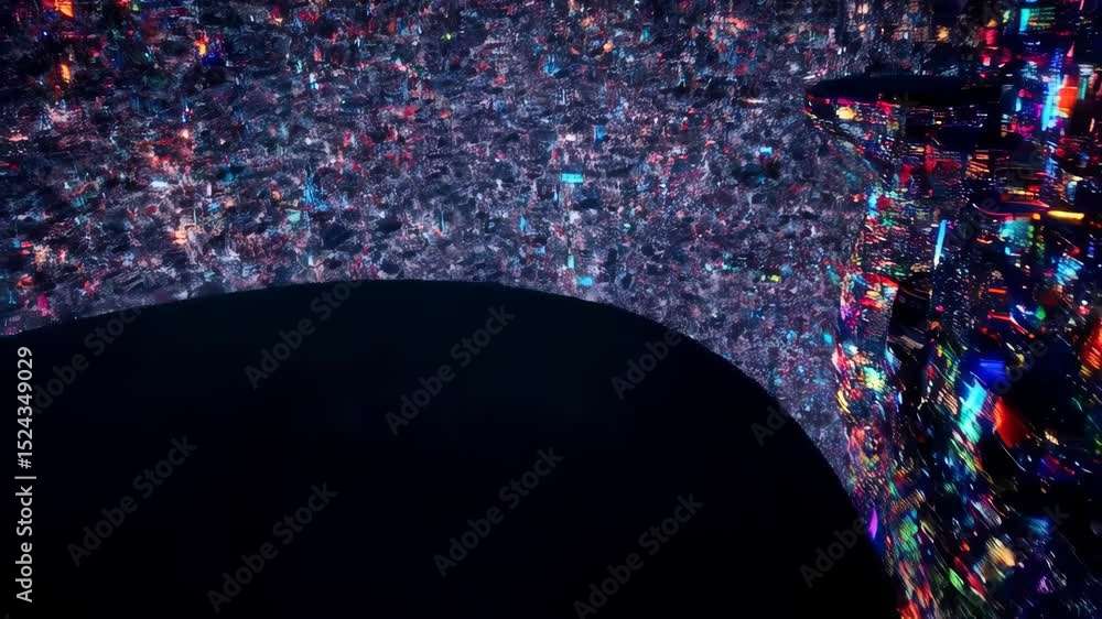 Poster dynamic neon lights evolving in abstract digital journey