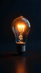 A single, softly glowing lightbulb illuminates a dark background, symbolizing self-discovery and inner light Perfect for concepts of identity, self-awareness, and inner peace , shining, illumination