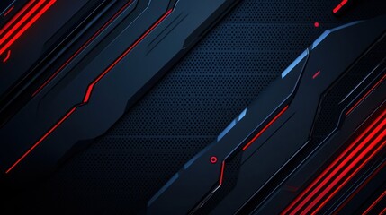 Technology carbon background with black, blue and red patterns, abstract lines wallpaper AI generated image