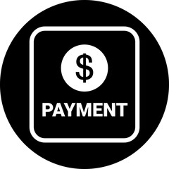 Payment Text Icon - Dollar Sign & Secure Transaction Symbol on Black