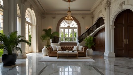 Fototapeta premium luxury, elegant living area. white color and gold mix. 