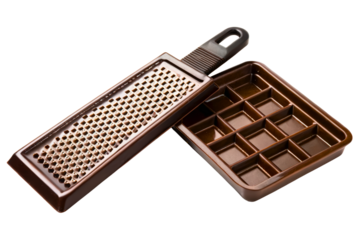 Ceramic grater with a matching tray for easy food preparation isolated with transparent background