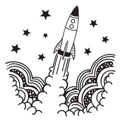 Fototapeta premium Rocket Launch Vector Illustration Space Travel Graphic Design