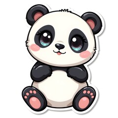 A Cute Panda Bear Sticker Sitting; Playful and Adorable Nature
