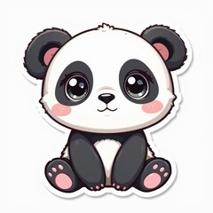 A Cute Panda Bear Sticker Sitting; Playful and Adorable Nature