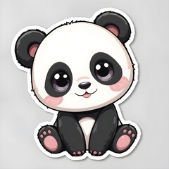 A Cute Panda Bear Sticker Sitting; Playful and Adorable Nature
