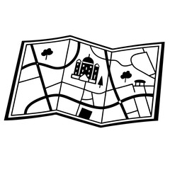 Vector Map Illustration Black and White City Travel Icon