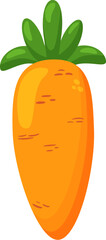 Orange carrot with green leaves. Carrot icon isolated on white background. vegetable symbol in cartoon style.