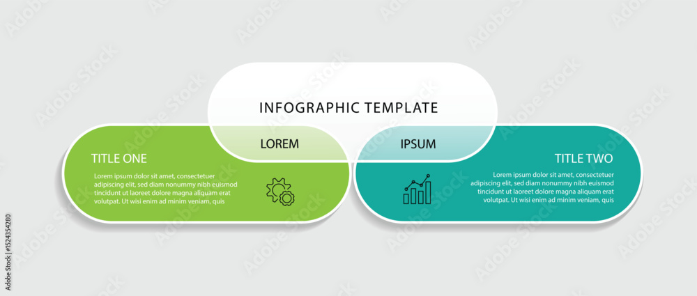 Fototapete 2 step infographic template element. Vector label layout with paper style suitable for business information and web presentation.