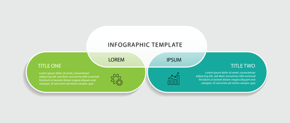 2 step infographic template element. Vector label layout with paper style suitable for business information and web presentation.