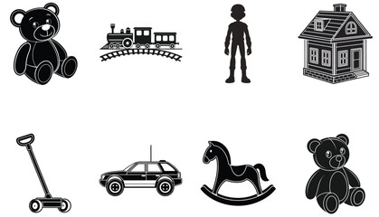 Flat Silhouette Set of Classic Children’s Playthings