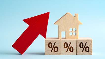 Rising interest rates concept depicted with home and arrow