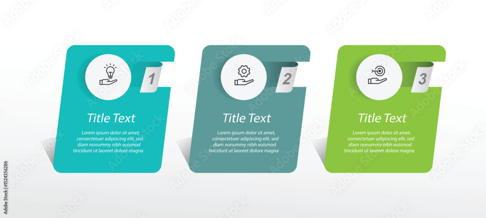 Poster 3 step menu infographic template. Vector banner business information with 3 option paper style.