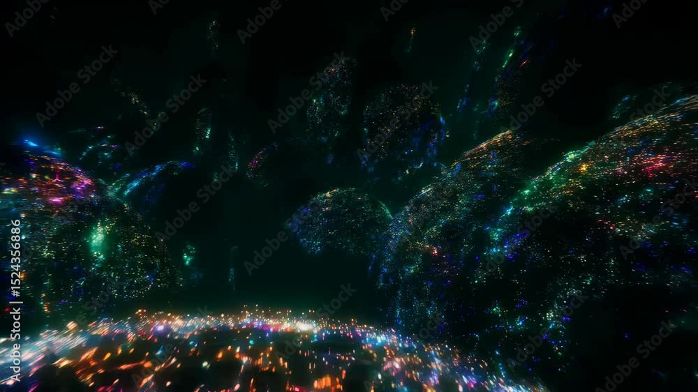 Poster cosmic light waves: mesmerizing space journey through vibrant galactic patterns