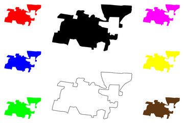 Najafabad city (Islamic Republic of Iran, Persia, IRI, Isfahan province) map vector illustration, scribble sketch Najafabad map