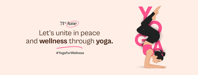 Illustration of an International Yoga Day. Ideal for web banners, posters, print designs, and social media wellness campaigns on June 21