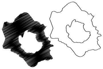 Long island (New Guinea, Pacific Ocean, Bismarck Archipelago) map vector illustration, scribble sketch Long map