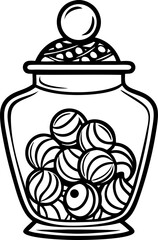 Candy jar  vector white background vector line art black and white ,  white background