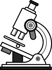 Microscope vector white background background vector line art black and white ,  white background