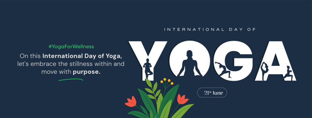 Illustration of an International Yoga Day. Ideal for web banners, posters, print designs, and social media wellness campaigns on June 21