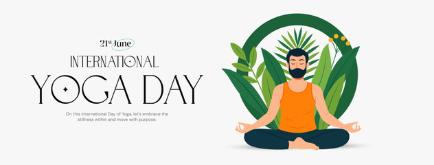 Fototapeta premium Illustration of an International Yoga Day. Ideal for web banners, posters, print designs, and social media wellness campaigns on June 21