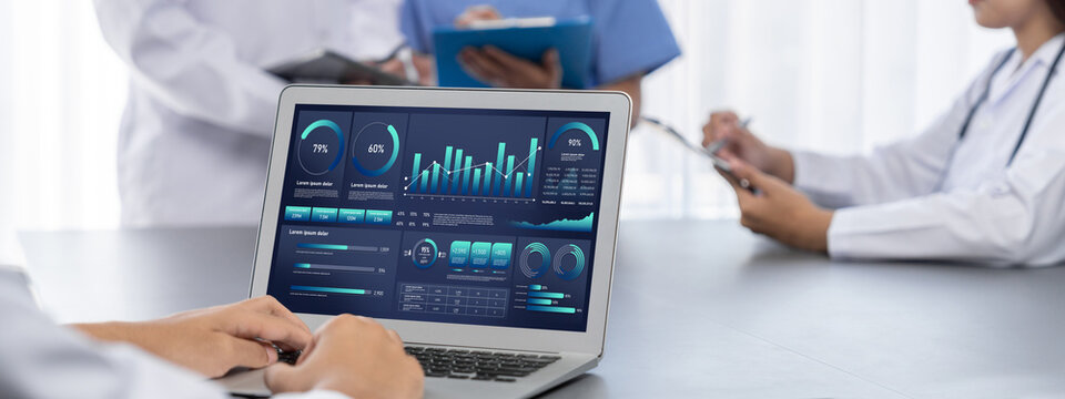 Business data dashboard provide business intelligence analytic for marketing strategy planning brisk with big data set to analyze customer demands and foreseeing business future