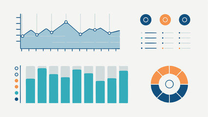 Obraz premium Clean Flat Vector Set for Data Visualization with Accent Orange and Light Grey 