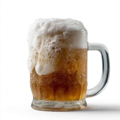 Bubbling frothy beer mug cascades with exuberance, echoing Oktoberfest revelry and International Beer Days spirited camaraderie