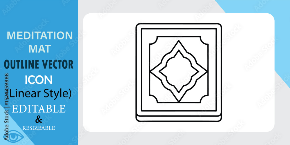 Aufkleber linear style vector icon of a square meditation mat with a simple geometric pattern. outline design,