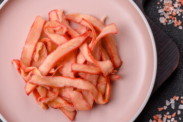 Food, dried squid in shavings or chopped as snacks or jerky. Snack dried squid for beer