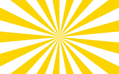 Abstract high-energy radial burst design with bright yellow and white wavy stripes. Symmetrical curved segments, a hypnotic, sunburst optical illusion. Swirling motion dynamic vintage pop-art.