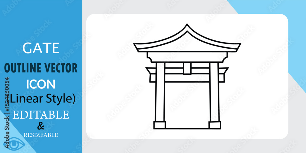 Aufkleber linear style vector icon of a japanese torii gate. editable and resizable outline design. simple, cl