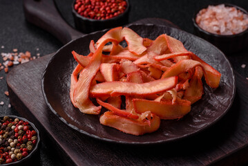 Food, dried squid in shavings or chopped as snacks or jerky. Snack dried squid for beer