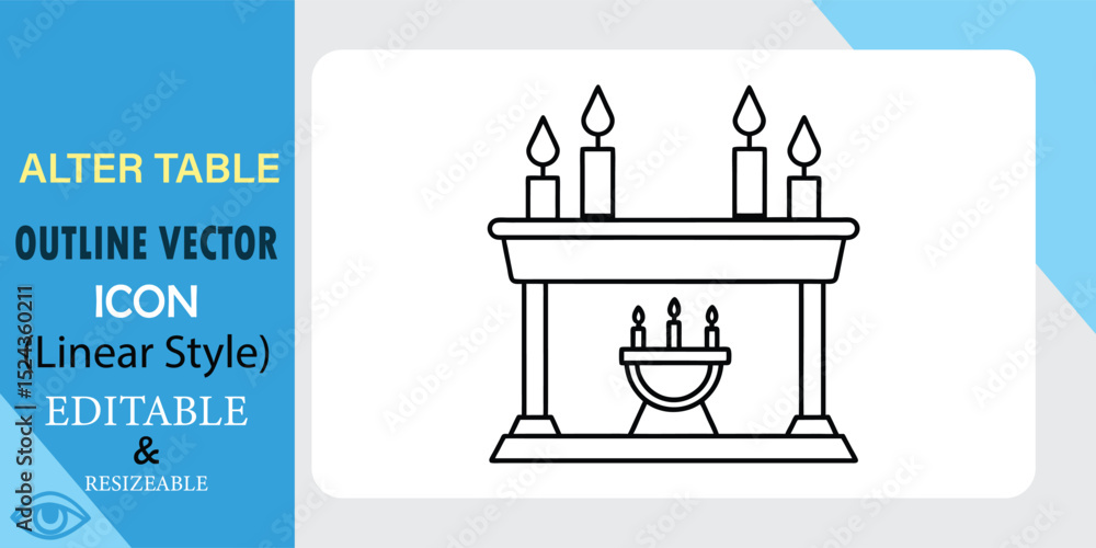 Aufkleber alter table outline vector icon linear style editable resizable candles fireplace