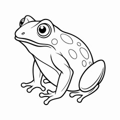 Cute Cartoon Frog Line Art Illustration
