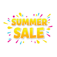 Summer Sale sign, text, banner, poster, sticker with splash colors