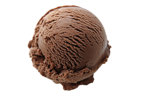 Single scoop of chocolate ice cream isolated on transparent background - Powered by Adobe