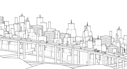 Obraz premium modern city concept highway 3d illustration