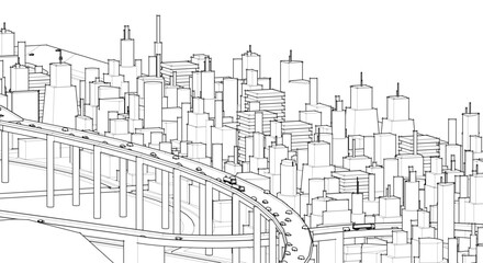 modern city concept highway 3d illustration