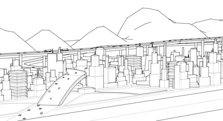 modern city concept highway 3d illustration