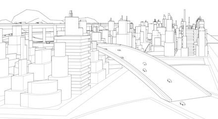modern city concept highway 3d illustration