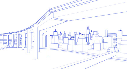 modern city concept highway 3d illustration