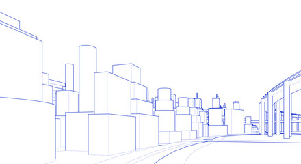 modern city concept highway 3d illustration