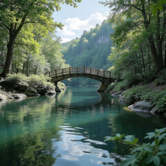 Fototapeta premium A bridge over a river with cool water