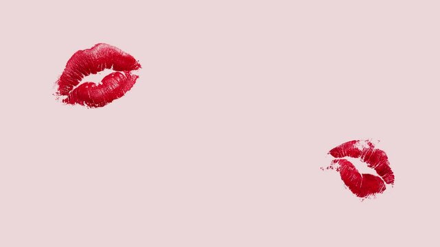 Loop video of the red lips on white background