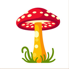 Red and White Spotted Mushroom Illustration - Colorful Toadstool Graphic - Whimsical Fungi Art for Children - Nature Inspired Design - Fictional Fungus Image