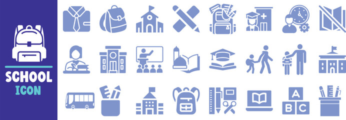 Back to school icon set education supplies learning
