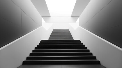 Obraz premium Architectural staircase leading towards a bright opening in a modern building